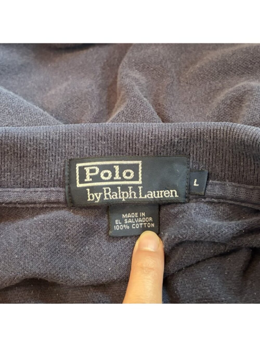 Vintage Polo By Ralph Lauren Navy Polo Sz L 100% Cotton - Picture 7 of 8